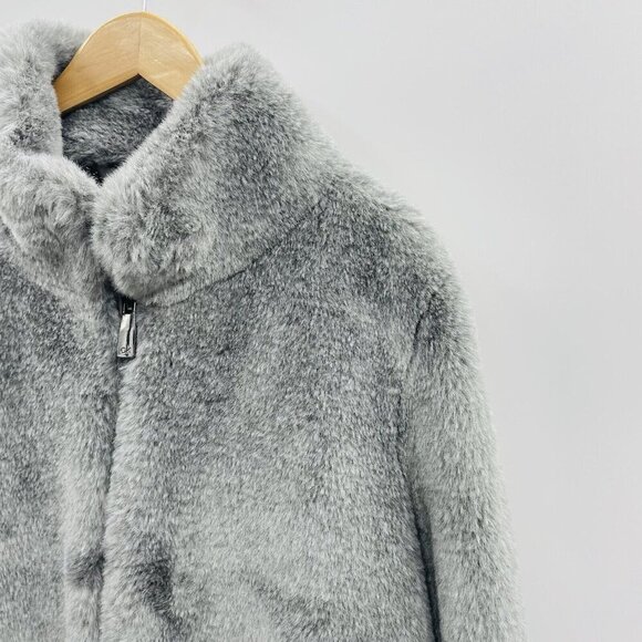 Calvin Klein Womens Size XL Soft Faux-Fur Mid-Length Anorak Coat in Gray $320 - Picture 3 of 10